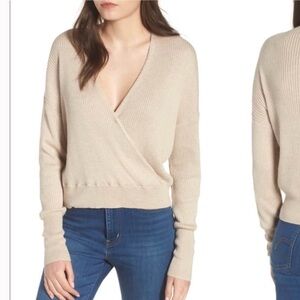 Leith Rib Wrap Sweater in Tan Etherea Heather Size M